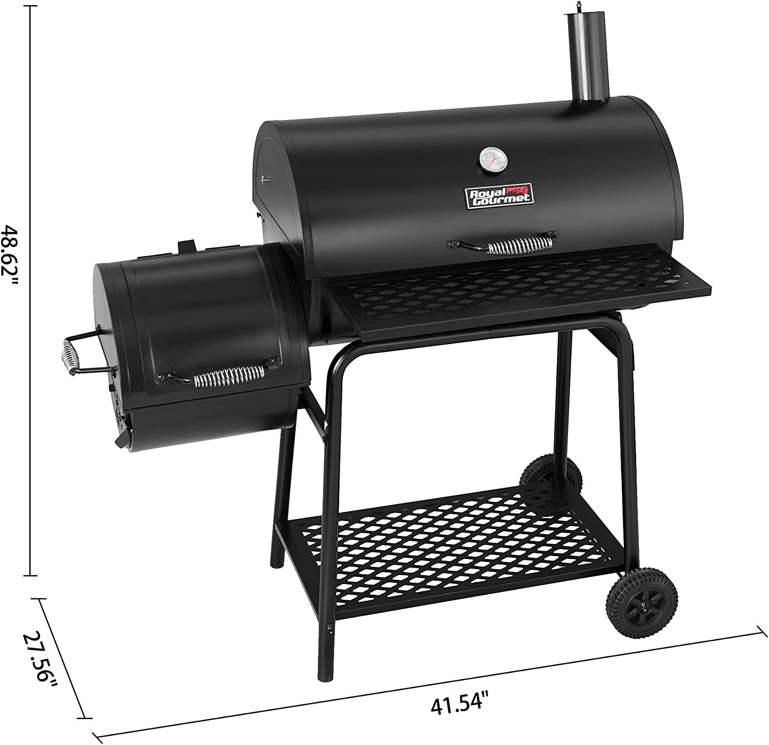 Royal Gourmet CC1830FC Charcoal Grill Offset Smoker (Grill + Cover). Black - Image 2