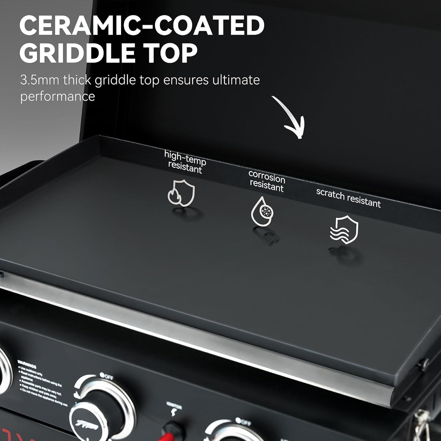 Royal Gourmet PD3001 3-Burner Propane Gas Griddle with Collapsible Stand. 23-Inch Portable Griddle with Side Table & 314 Sq. In. Cooking Area for Camping. Tailgating. Backyard & Patio. Black - Image 6