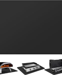 FLASLD Fireproof & Waterproof under Blackstone Griddle BBQ Mat. Protect Your Prep Table and Outdoor Grill Table - Heat Resistant Grill Table Mat (Black.16 X 24In)…