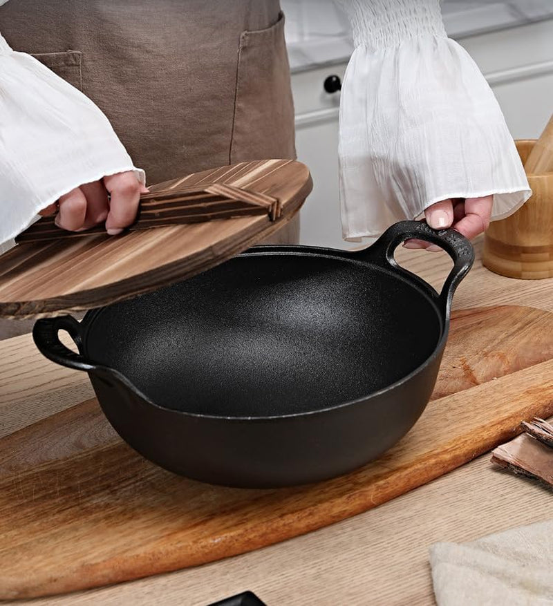 Cast Iron Wok with Handles. Pre-Seasoned Cast Iron Grilling Wok. Use in the Oven. on the Stove. or on the Grill (10 Inch) - Image 6