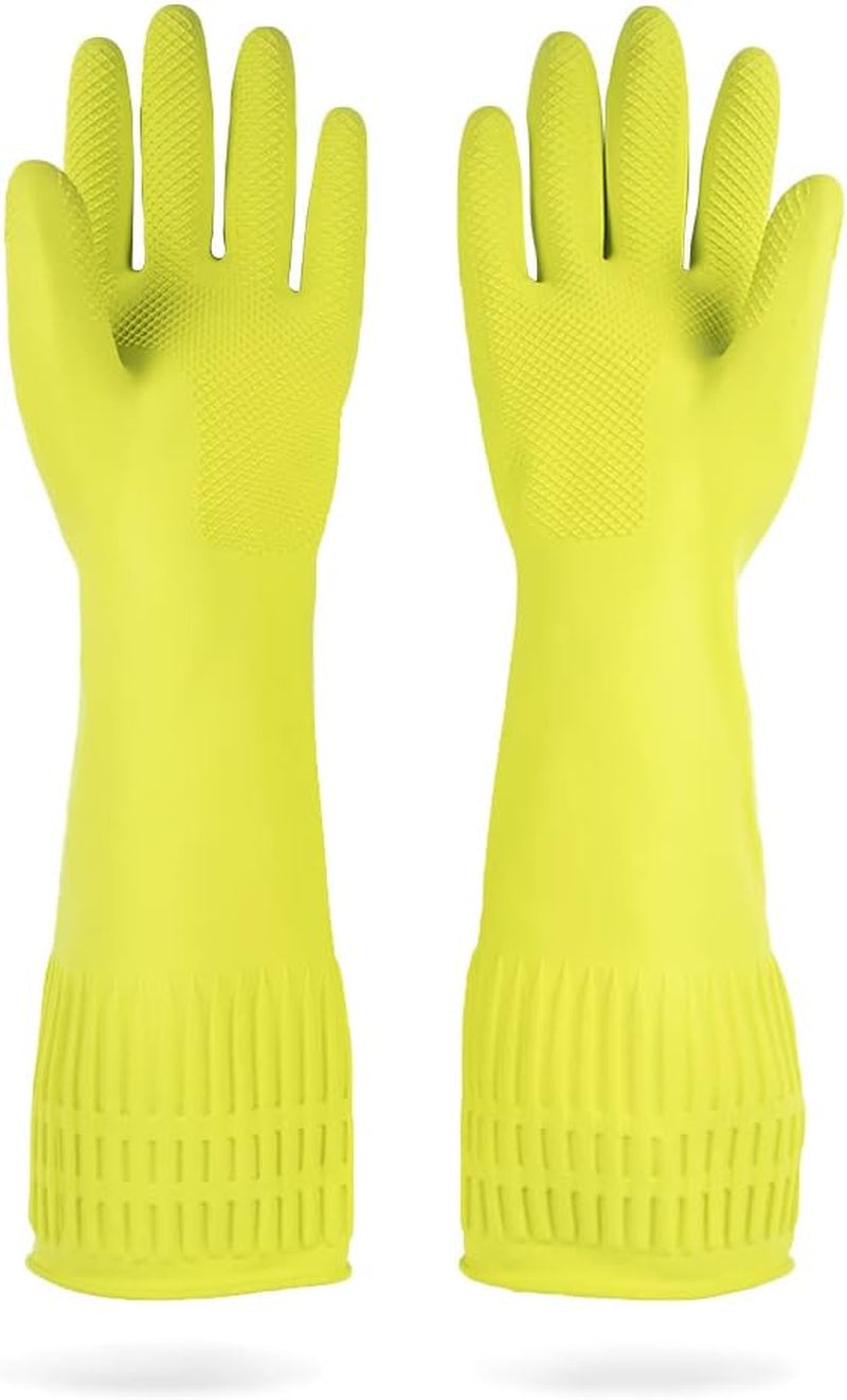 MAMISON Reusable Household Dishwashing Cleaning Rubber Gloves. Non-Slip Kitchen Glove (1 Pair)