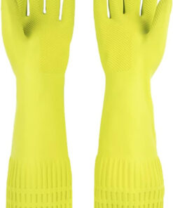 MAMISON Reusable Household Dishwashing Cleaning Rubber Gloves. Non-Slip Kitchen Glove (1 Pair)