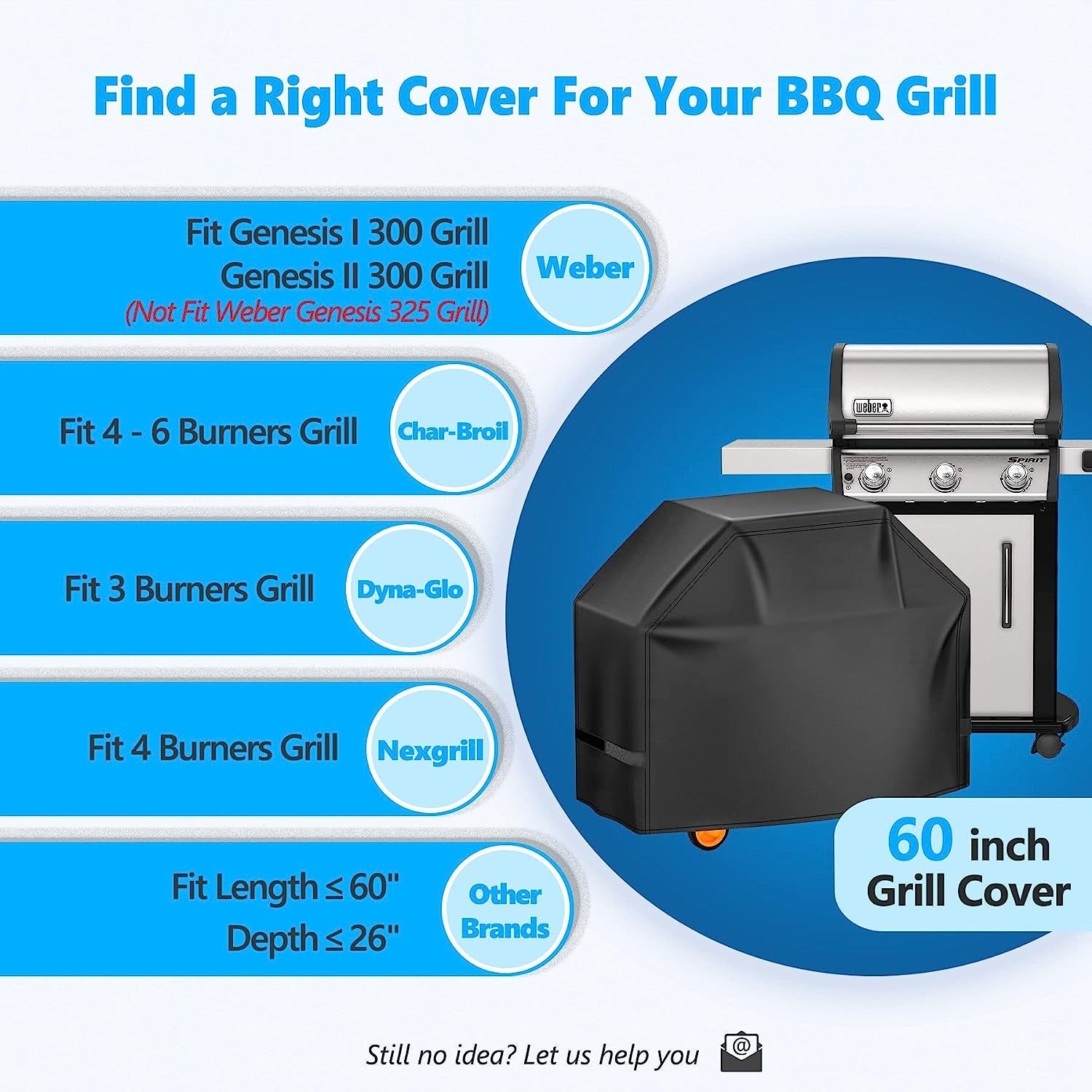 Homwanna Grill Cover 60 Inch - Superior BBQ Cover for Weber Genesis 300 Series Gas Grill - 600D Outdoor Barbecue Cover for Weber Genesis Ii 300. Dyna-Glo. Char-Broil. Nexgrill. Monument and Brinkmann - Image 3
