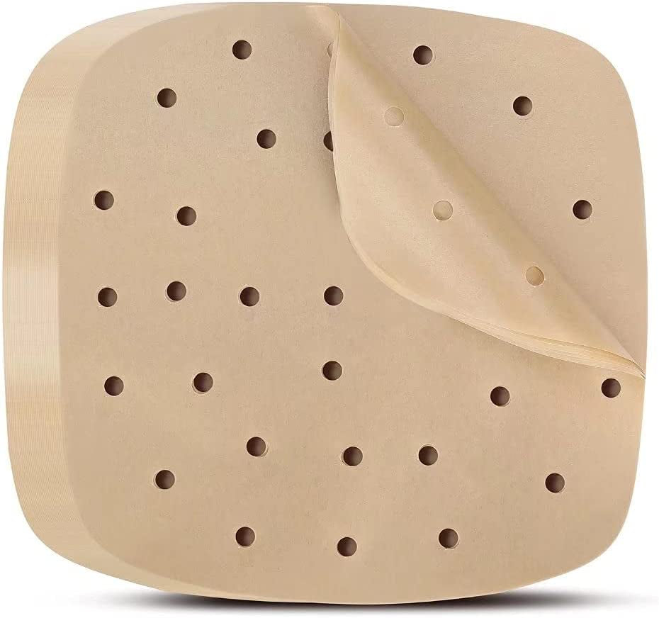 Air Fryer Parchment Paper Liners: 200PCS 8.5 Inch Square Perforated Parchment Paper for Air Fryer. Premium Bamboo Steamer Liner for Air Fryers Baking Cooking Oven