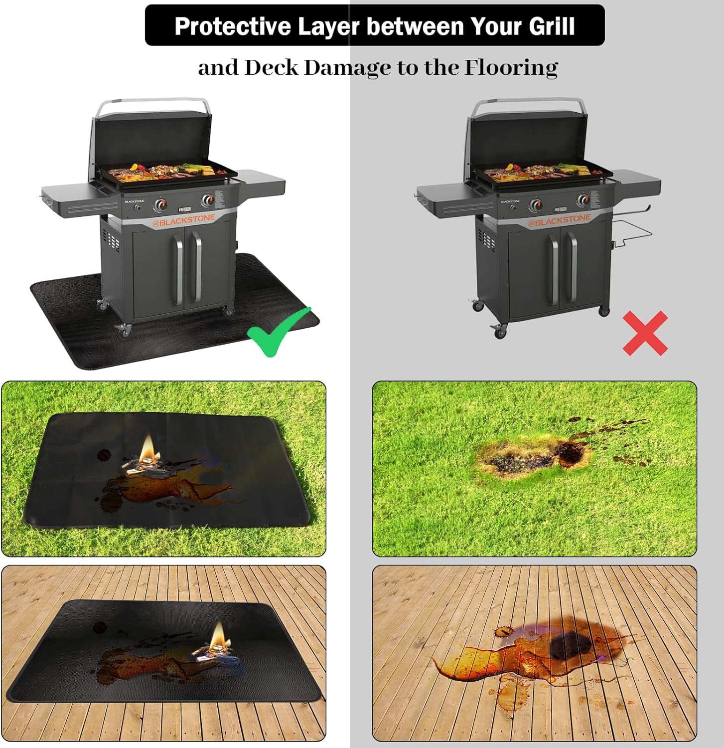 48 X 30 Inch under Grill Mats for Outdoor Grill Fireproof Grill Pad for Fire Pit Grill Deck Patio Protector BBQ Mat Indoor Fireplace Mat Fire Pit Mat Water Resistant & Oil Proof Pad - Image 5