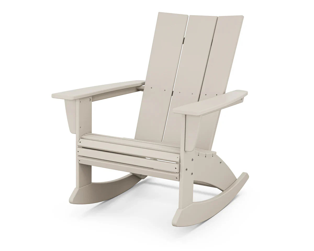 Polywood: Modern Curveback Adirondack Rocking Chair in Sand