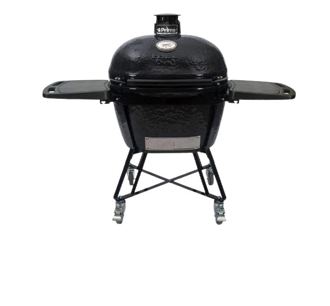 Primo Grills: Oval XL Charcoal All-In-One (Heavy-Duty Stand. Side Shelves. Ash Tool and Grate Lifter)