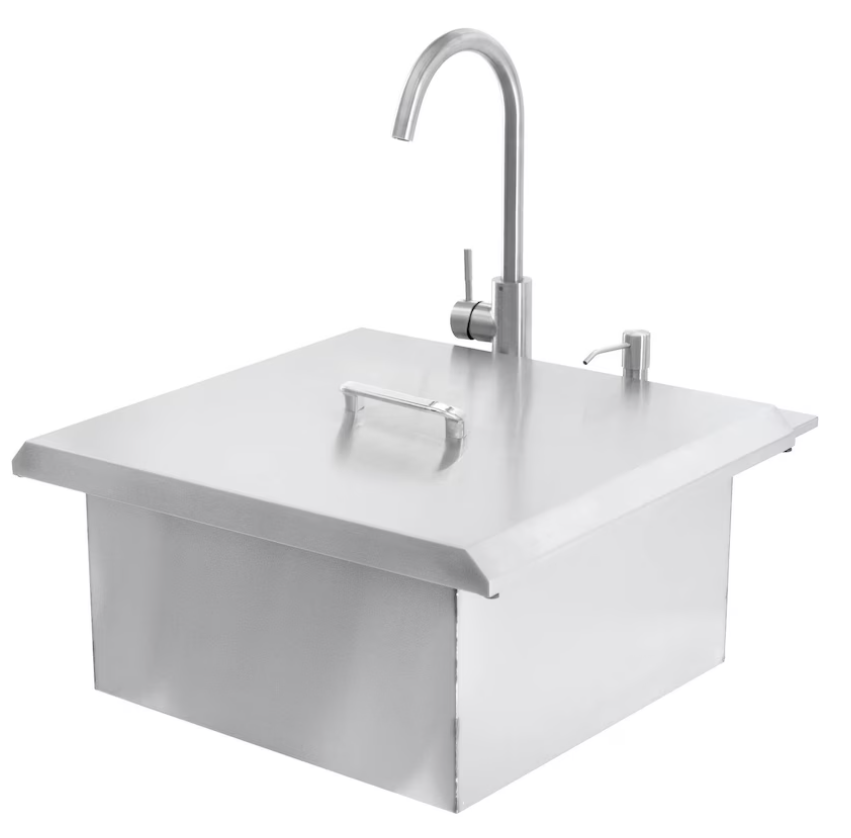 PCM: 21 Outdoor Rated Drop-In Bar Sink With Hot/Cold Faucet