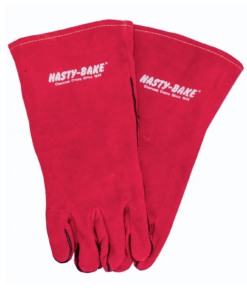 Hasty Bake: Red Leather Grilling Gloves