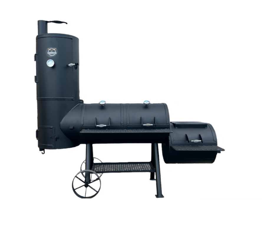 Texas Longhorn BBQ Pits: Smoker. 20 x 40 Single Lid w/ 52 Smoker & 20 Firebox. Steel Wheels