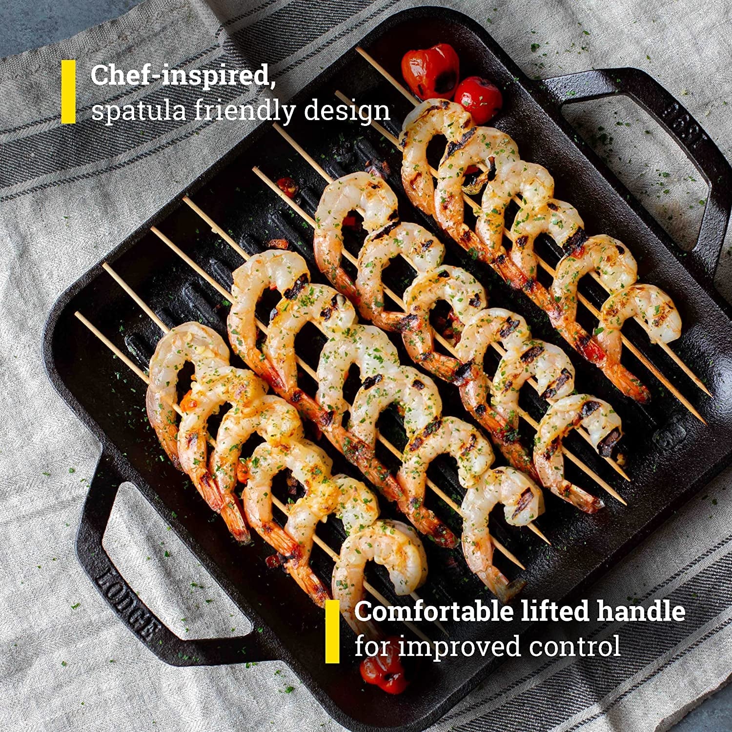 Cast Iron Chef Collection Square Grill Pan. Pre-Seasoned - 11 In - Image 3