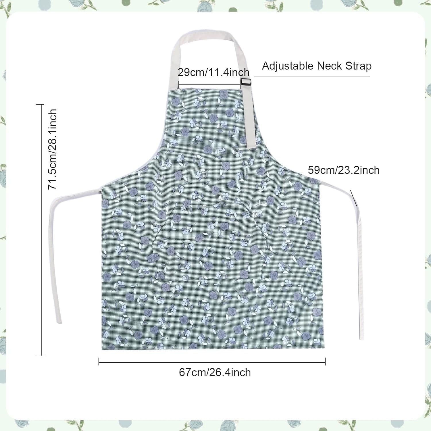 Apron for Women with Pockets. 3 Pcs Waterproof Floral Apron with Adjustable Neck Strap for Cooking. Baking. Gardening. Art Craft - Image 2