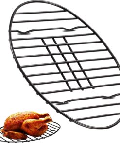 Oval Roasting Rack with Integrated Feet. Non-Stick Coating. Baking Rack Easy to Clean for Cooking. Roasting. Drying. Grilling 12×8.5 Inches Black