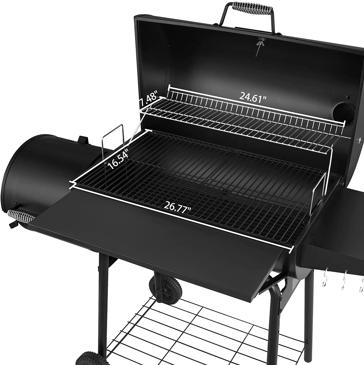 CC1830SC Charcoal Grill Offset Smoker with Cover. 811 Square Inches. Black. Outdoor Camping - Image 8