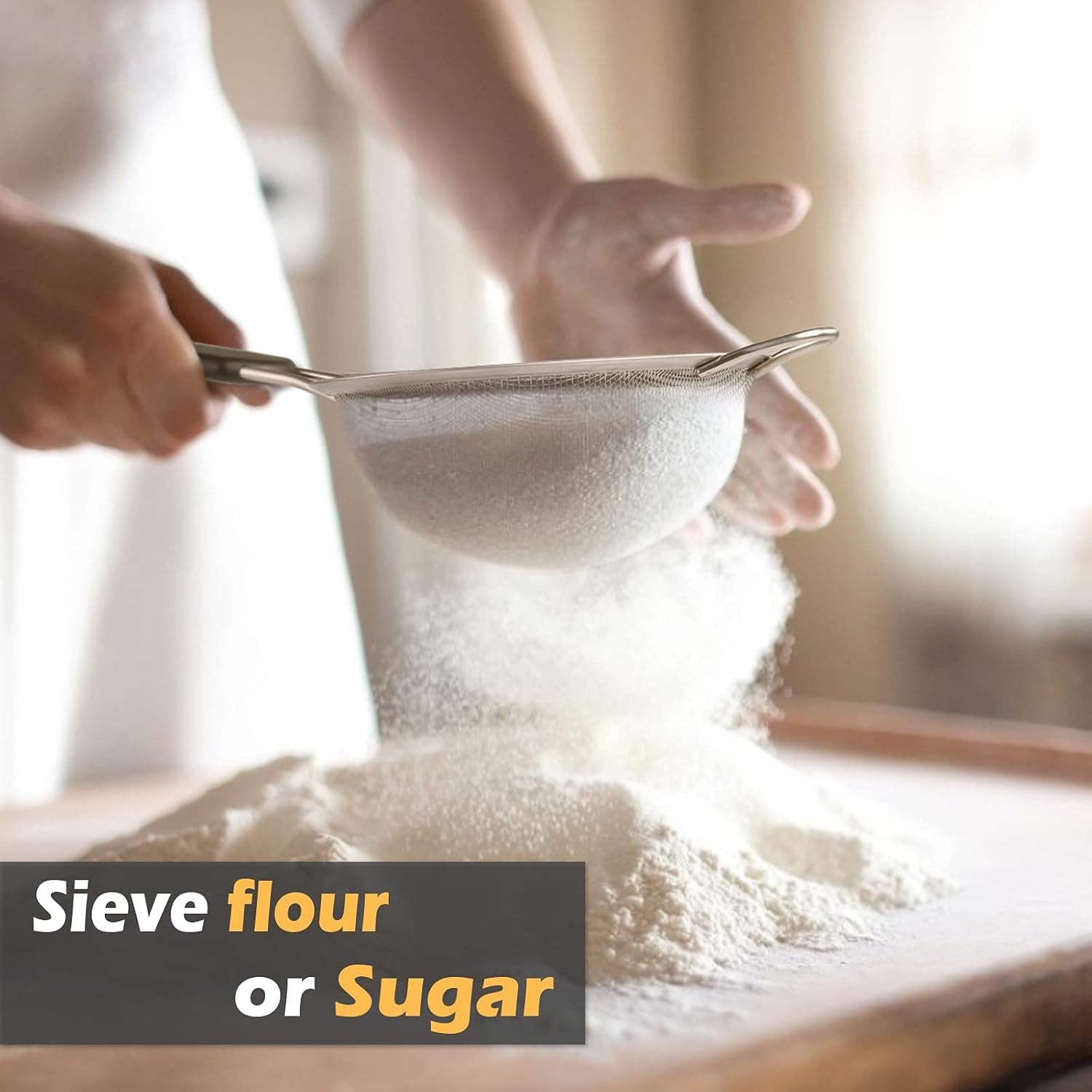 Stainless Steel Fine Mesh Strainers (Set of 3) – Wire Sieves with Insulated Handles for Flour. Rice. Pasta & Baking - Image 2