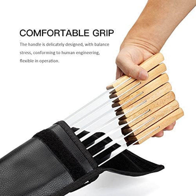 Goutime Kabob Skewers.23 Inch Long.1 Inch Wide. Metal Stainless Steel BBQ Skewer with Wooden Handle for Grilling Koubideh Persian Brazilian Chicken Shish Kebab.Set of 7 with Bag - Image 4