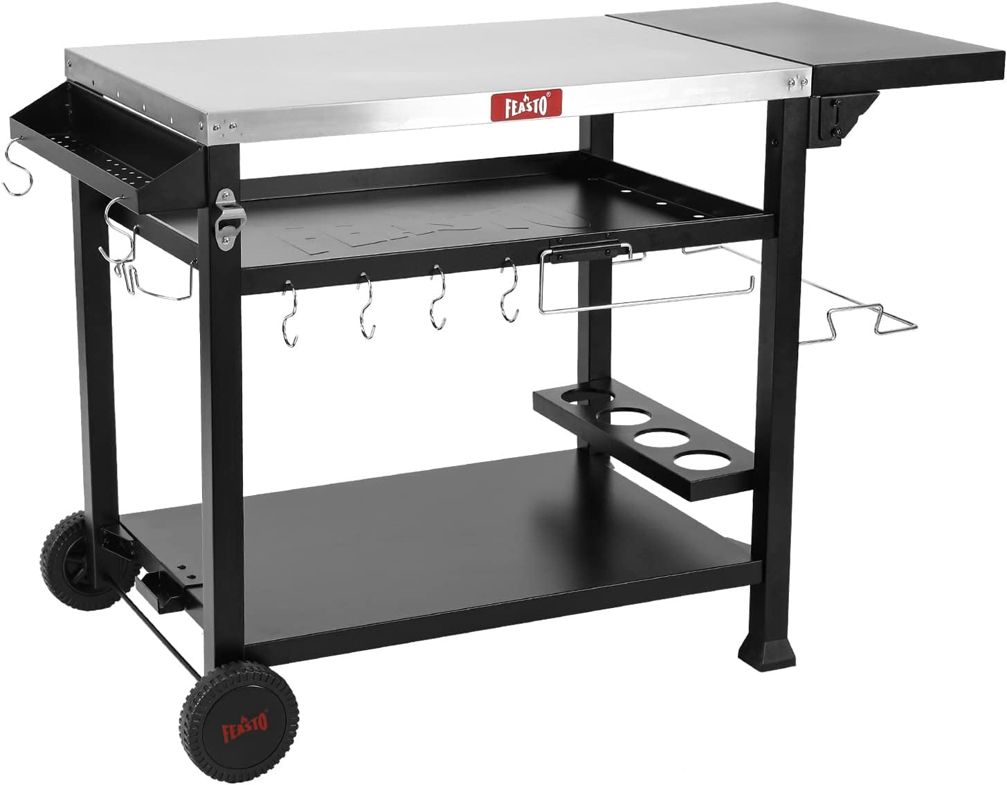 3-Shelf Movable Food Prep Table. Pizza Oven Table. BBQ Grilling Table.Grill Cart with Side Table. Home & Outdoor Stainless Steel Table Top Grill Tables on 2 Wheels. L50 Xw21.7 Xh33