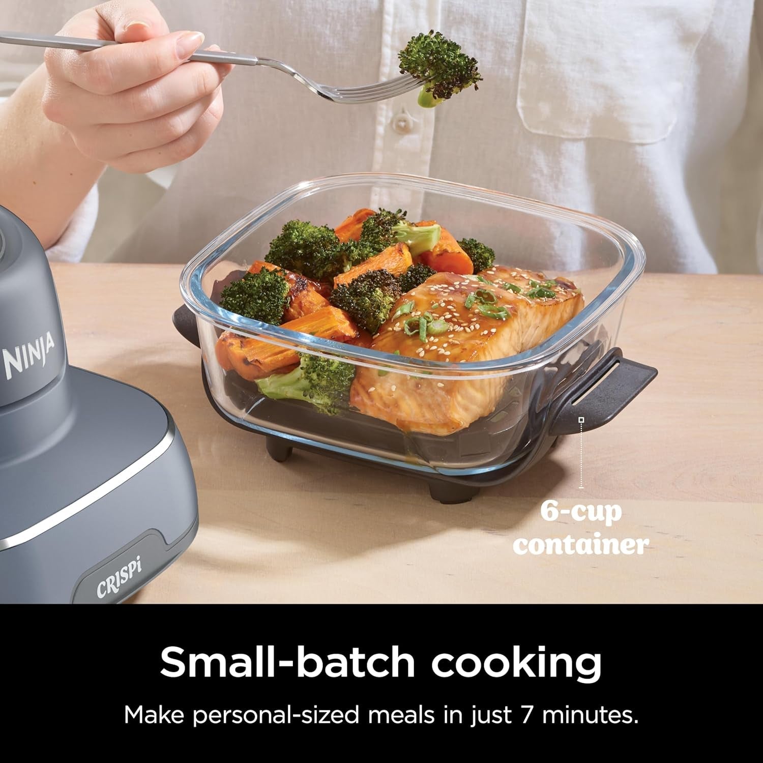 Ninja Crispi 4-In-1 Portable Glass Air Fryer Cooking System. 1500W. 4QT & 6-Cup Tempware Glass Containers with Storage Lids. Microwave. Freezer & Dishwasher Safe. Cyberspace Gray. FN101GY - Image 5