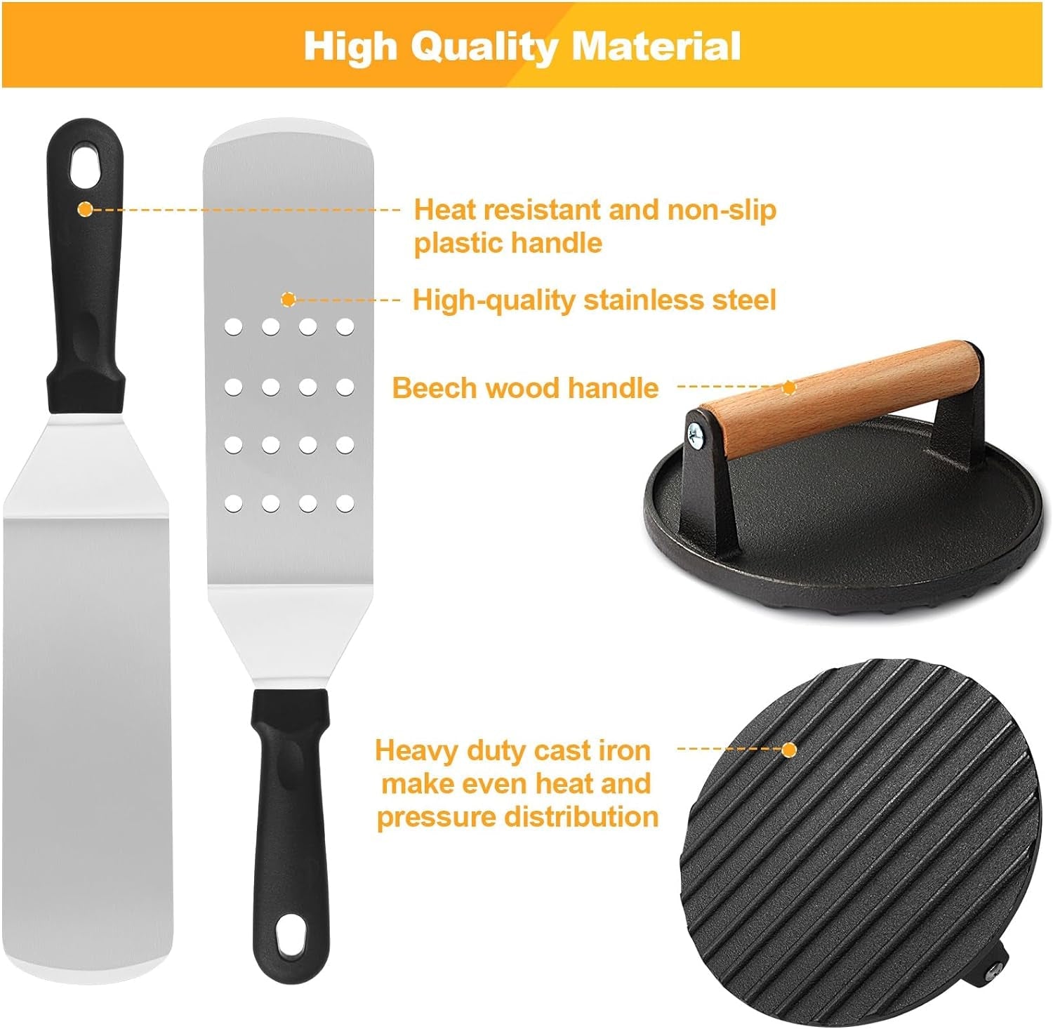 Griddle Accessories Kit. Terlulu 29 PCS Flat Top Grill Accessories for Blackstone and Camp Chef. Metal Spatula Set with Burger Press. Melting Dome. Scraper. Tongs. Carry Bag for Outdoor Grilling BBQ - Image 3