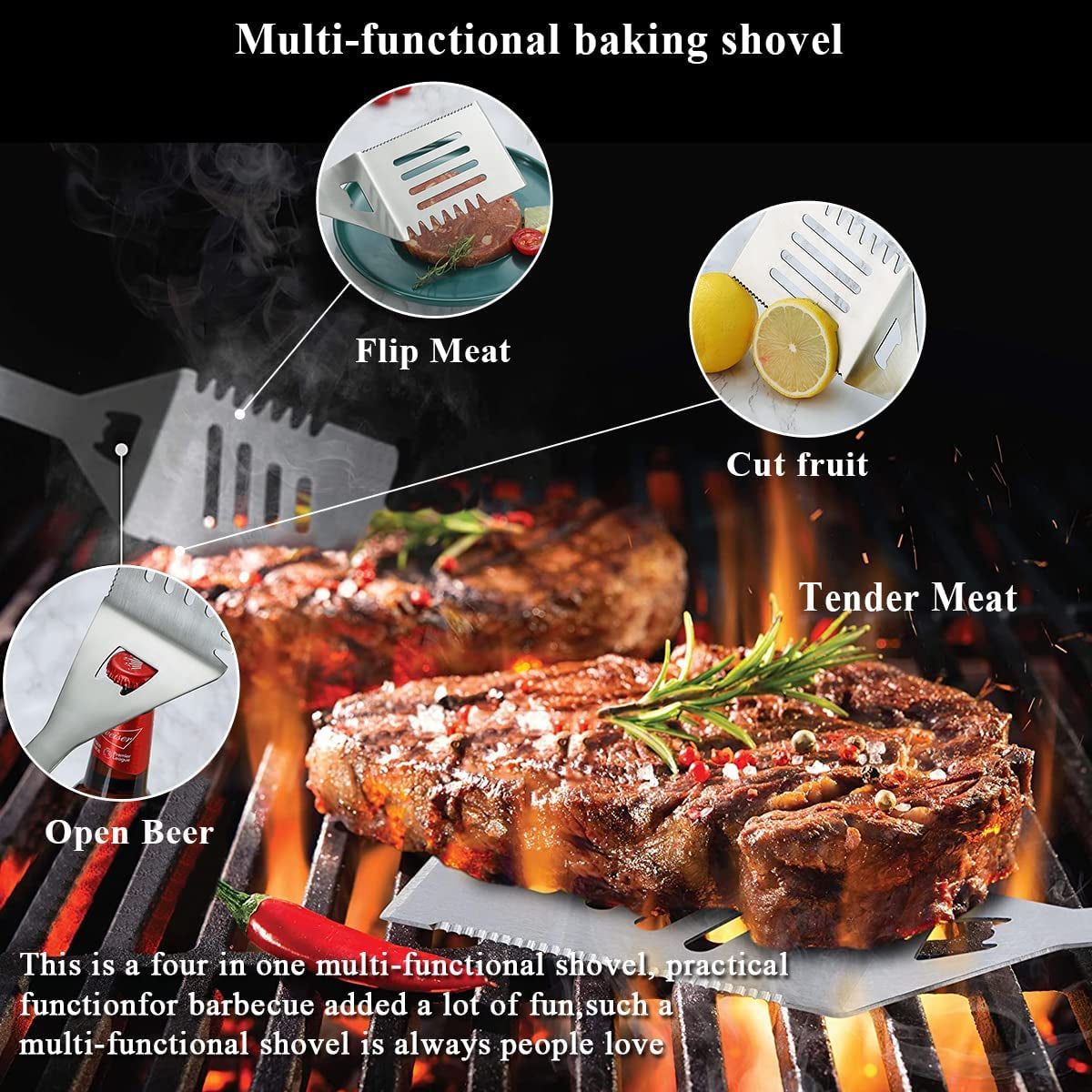Grill Accessories Kit 10 Pieces with a Utensils Holder. Stainless Steel Handle Assemble with Baklite Make It No Melting No Coming off and Heat Resistant. Grilling BBQ Griddle Accessories - Image 4