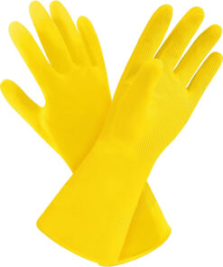 3 Pairs Yellow Cleaning Dish Gloves. Professional Natural Rubber Latex Gloves. Kitchen Dishwashing Gloves (3 Pairs)