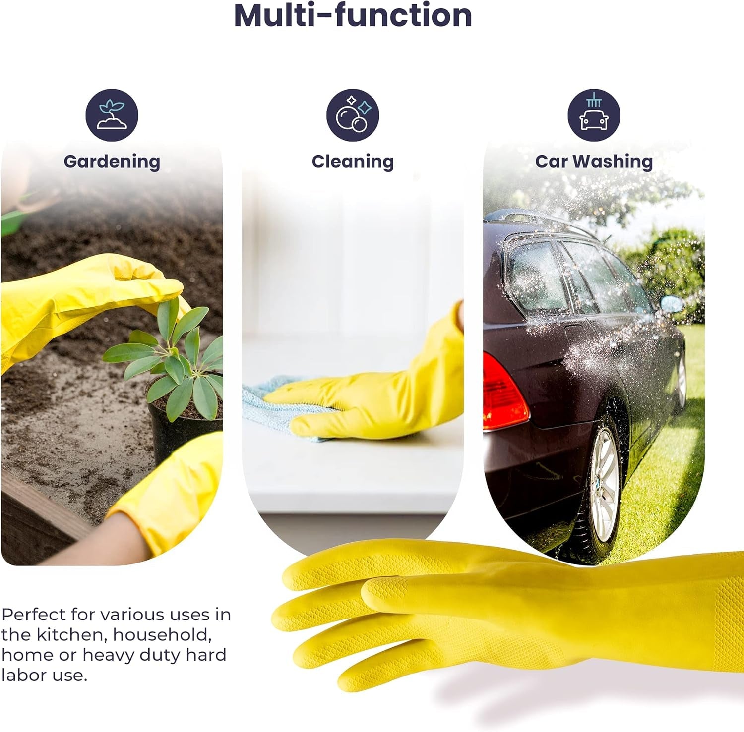 Cleaning Gloves Rubber Gloves for Washing Dishes Non-Slip Dishwashing Gloves Waterproof Reusable Latex Dish Gloves - Image 6