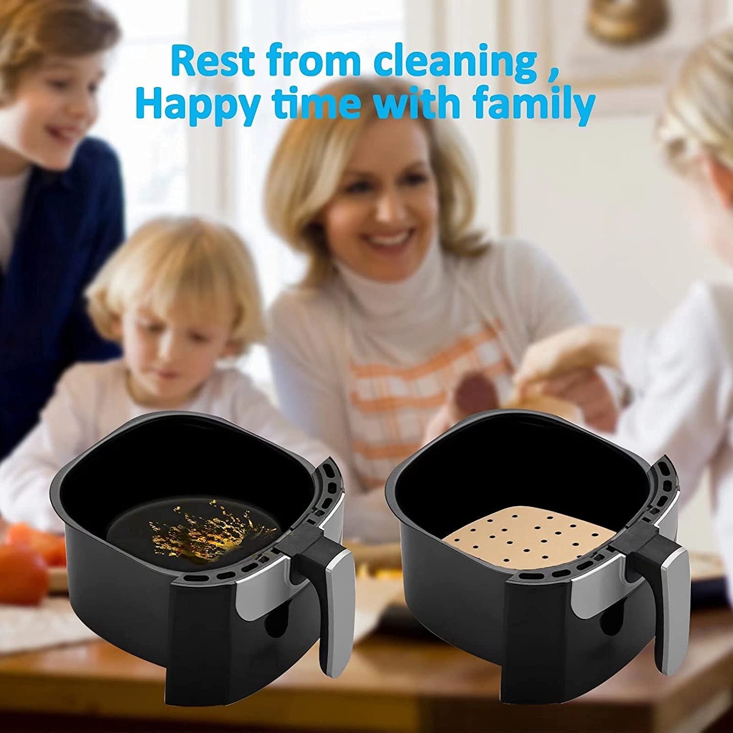 Air Fryer Parchment Paper Liners: 200PCS 8.5 Inch Square Perforated Parchment Paper for Air Fryer. Premium Bamboo Steamer Liner for Air Fryers Baking Cooking Oven - Image 6