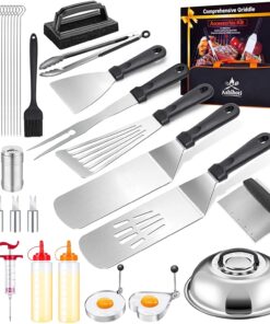 138PCS Griddle Accessories Kit.Grill Accessories for Blackstone Flat Top Set and Camp Chef.Grill Spatula.Scraper.Griddle Cleaning Kit Carry Bag for Hibachi Grill. Men Outdoor BBQ with Meat Injector