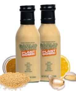 Plant Bomb Garlic Tahini Plant-Based Sauce. Marinade & Dressing - Gluten-Free. Non-Gmo. Dairy-Free. No Sugar Added - Vegan. Paleo. Low Carb. Keto Friendly - 12 Ounce (Pack of 2)