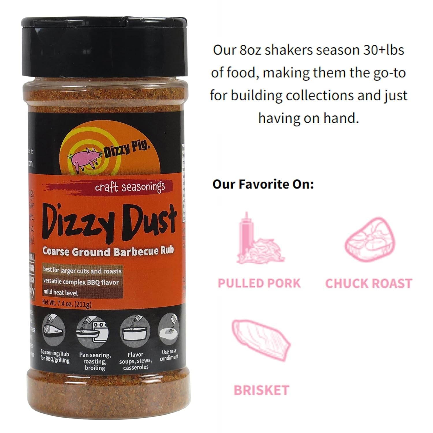 Dizzy Dust All-Purpose BBQ Seasonings - Dizzy Dust Coarse Grind (8Oz. Shaker) - Image 2