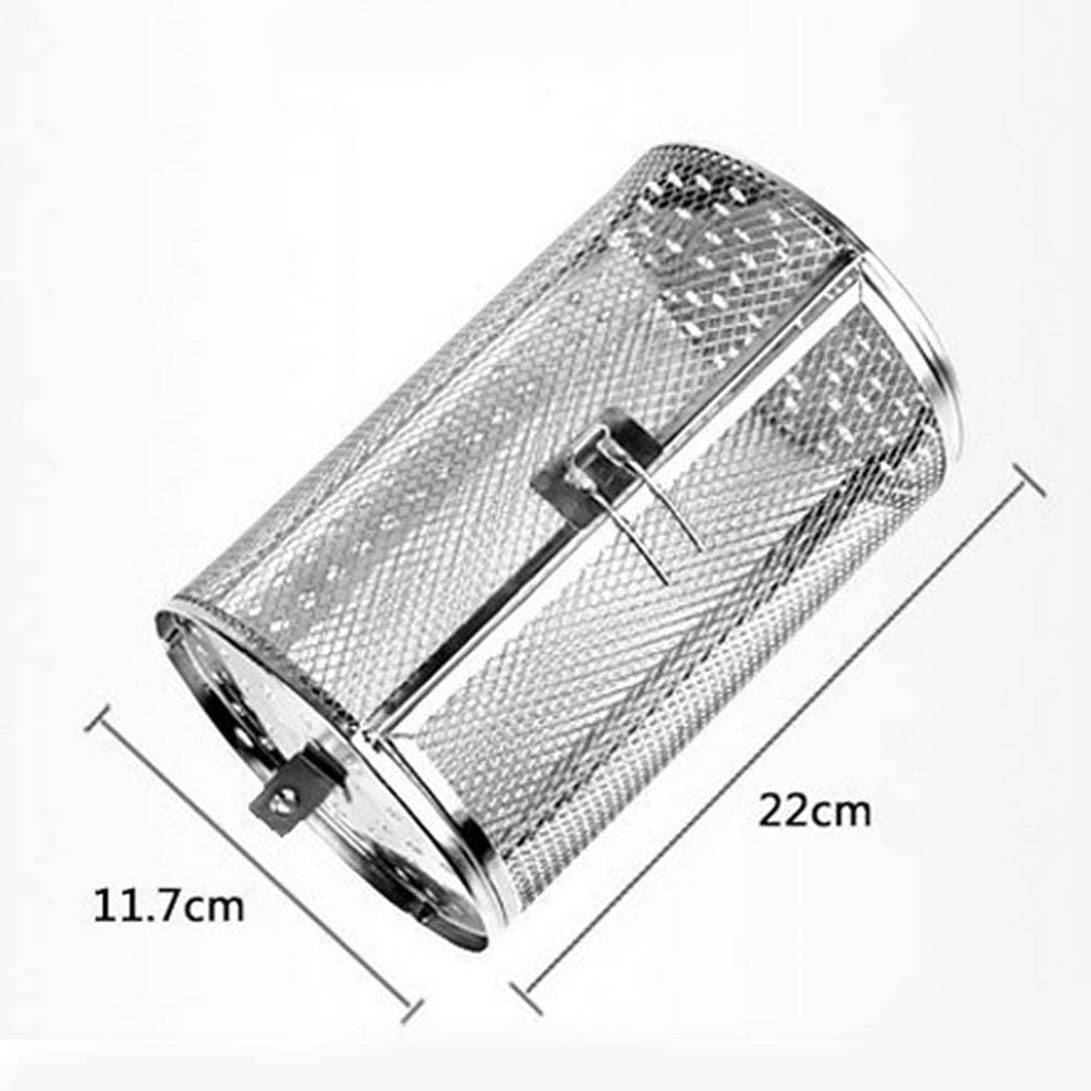 GEZICHTA BBQ Grill Roaster.Stainless Steel Grilled Cage.Bbq Rolling Grill Basket for Vegetables.Rotisserie Grill Peanut Beans French Fries Basket.Silver Grilling Accessories(22 * 11.7 Cm) - Image 7
