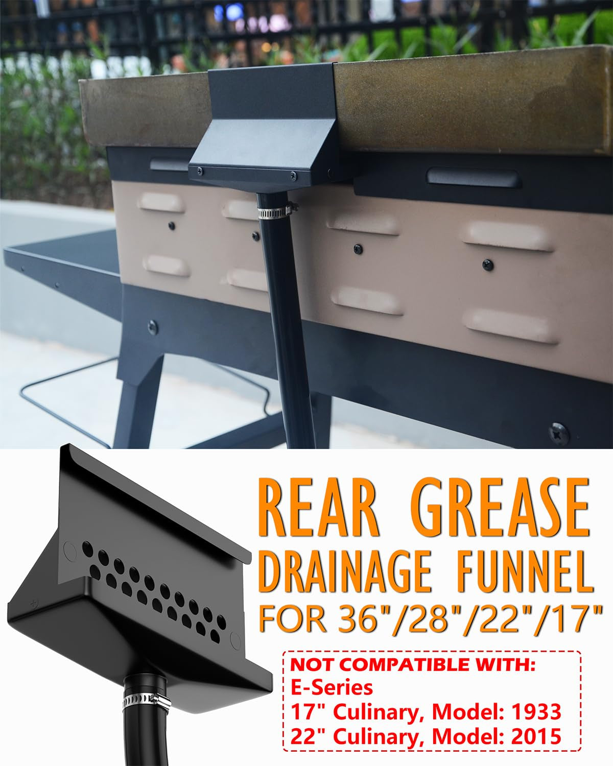 Rear Grease Drainage Funnel for Blackstone Grease Catcher Upgrade. Blackstone Grease Trap with Integrated Grease Gate Replace Grease Cup for Liners Saving. Blackstone Griddle Accessories. Reusable - Image 2