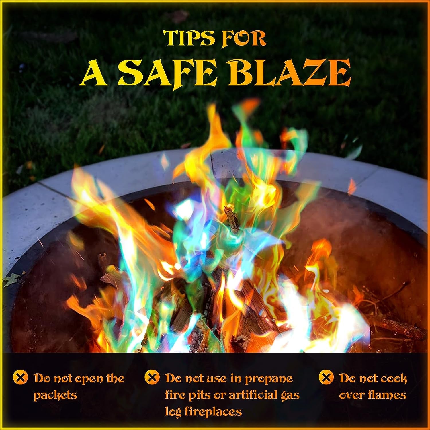 MEKER Fire Color Changing Packets - Fire Pit. Campfires. Outdoor Fireplaces. Bonfire - Magic Colorful Changing Fire - Perfect Fire Camping Accessories for Kids & Adults (12 Pack) - Image 5