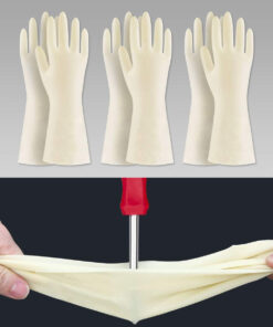 Nitrile Cleaning Gloves. Heavy Duty Dishwashing Gloves. Reusable Medium Gloves for Kitchen. Bathroom. Gardening. Working. Pet Care - White. 3 Pairs. Size M