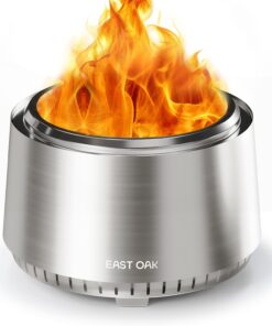 EAST OAK Fuoco Smokeless Fire Pit 21'' for Patio and Outdoor. Stainless Steel Firepit Wood Burning Fireplace with Carrying Bag. Portable Outdoor Fire Pit with Stand & Removable Ash Pan for Outside