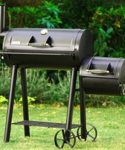 Captiva Designs Charcoal Grill with Offset Smoker. All Metal Steel Made Outdoor Smoker. 512 Sq.In Cooking Area. Best Combo for Outdoor Garden Patio and Backyard Cooking