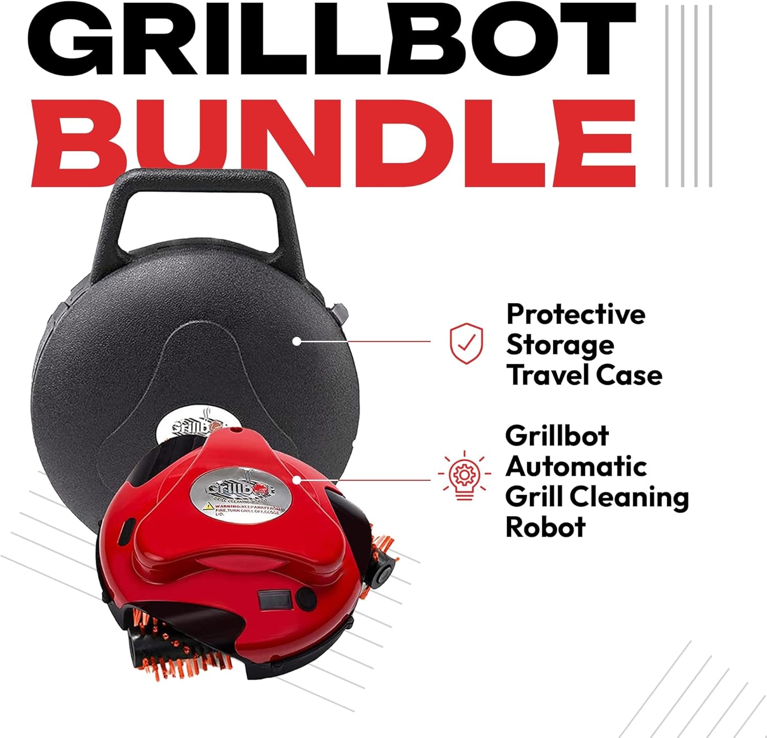 Grillbot Automatic Grill Cleaning Robot with Nylon Brushes. BBQ Grill Cleaner. Grill Brush. Grill Scraper. BBQ Accessories (Red Grillbot + Carry Case) - Image 2