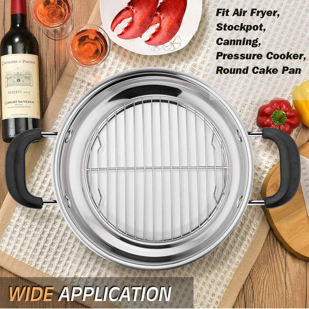 P&P CHEF round Cooking Rack. 3 Pcs (7½ & 9 & 10½). Baking Cooling Steaming Grilling Rack Stainless Steel. Fits Air Fryer/Stockpot/Pressure Cooker/Round Cake Pan. Oven & Dishwasher Safe - Image 6