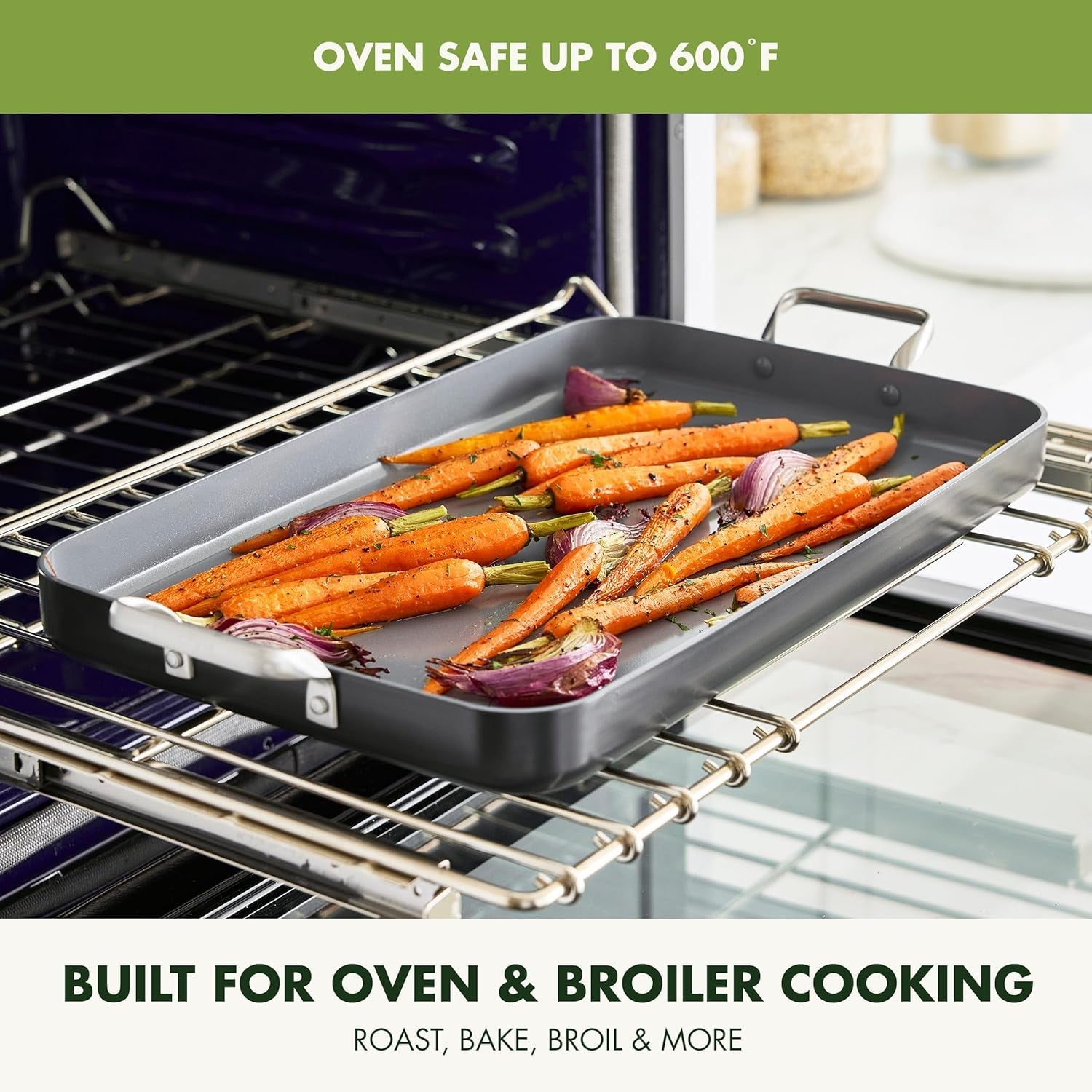 Greenpan Valencia Pro 18 X 11 Double Burner Griddle Pan. Induction Suitable. Ceramic Nonstick Pfas-Free. Rectangular Stovetop Cookware. Stainless Steel Handles. Dishwasher. Oven & Broiler Safe. Gray - Image 10