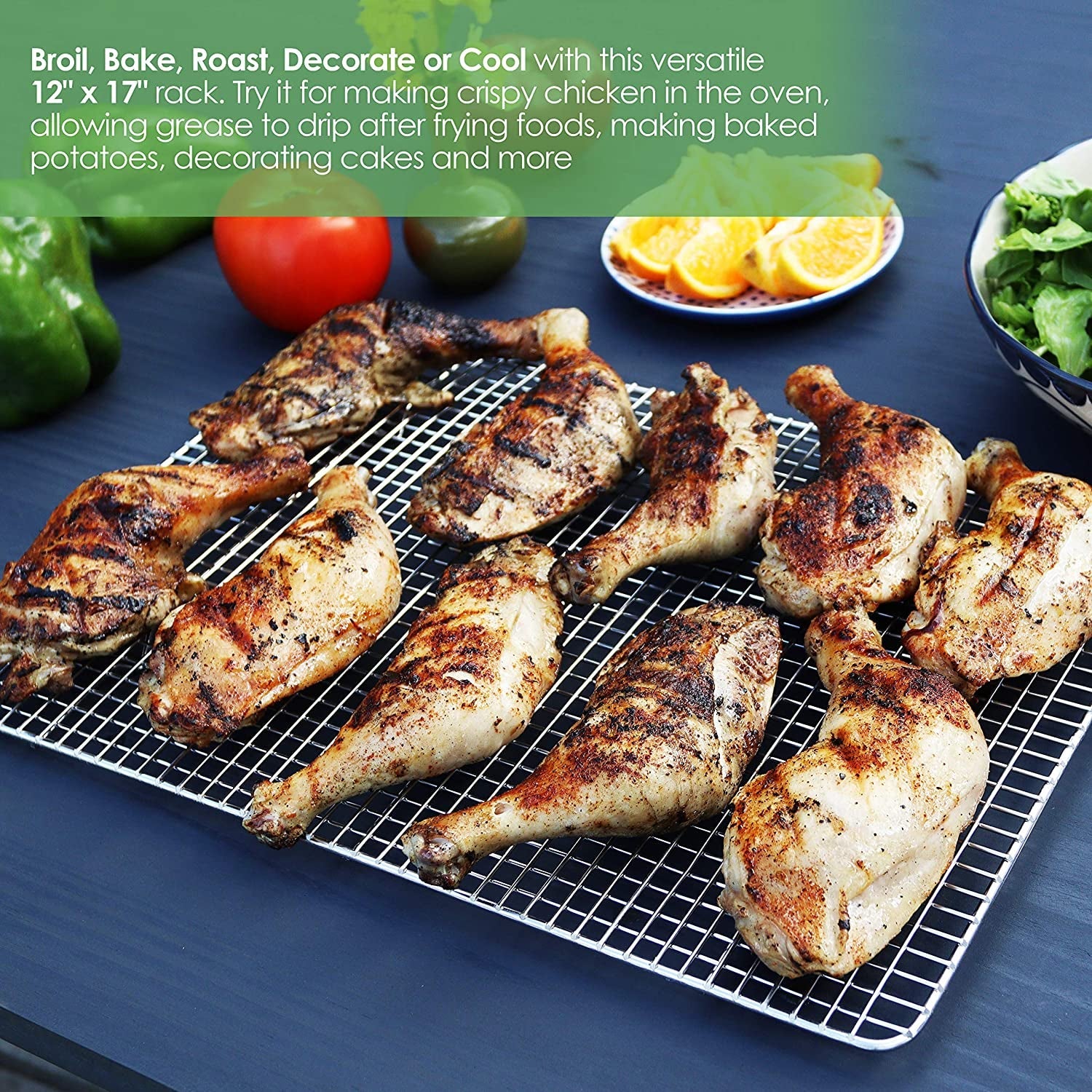 Spring Chef Cooling Rack & Baking Rack - 100% Stainless Steel Cookie Cooling Racks. Wire Rack for Baking. 11.8 X 17 Fits Half Sheet Roasting Pan for Bacon. BBQ - Cooling Racks for Cooking and Baking - Image 7