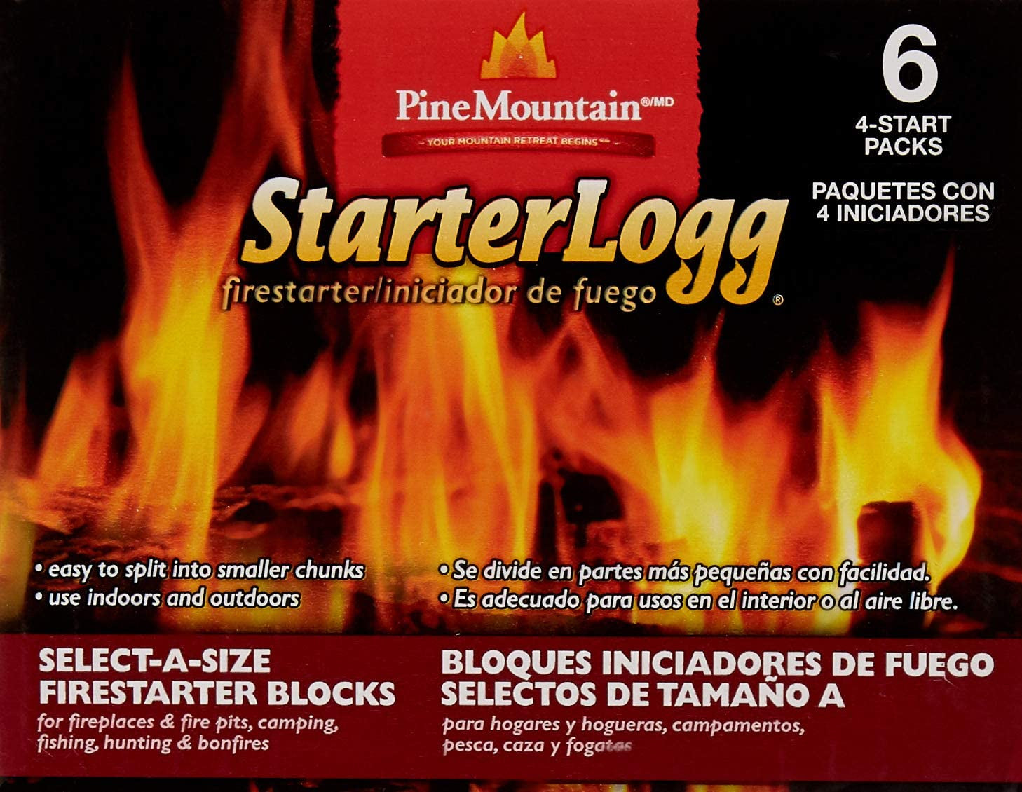 Pine Mountain Starterlogg Select-A-Size Firestarting Blocks. 24 Starts Firestarter Wood Fire Log for Campfire. Fireplace. Wood Stove. Fire Pit. Indoor & Outdoor Use. Red - Image 7
