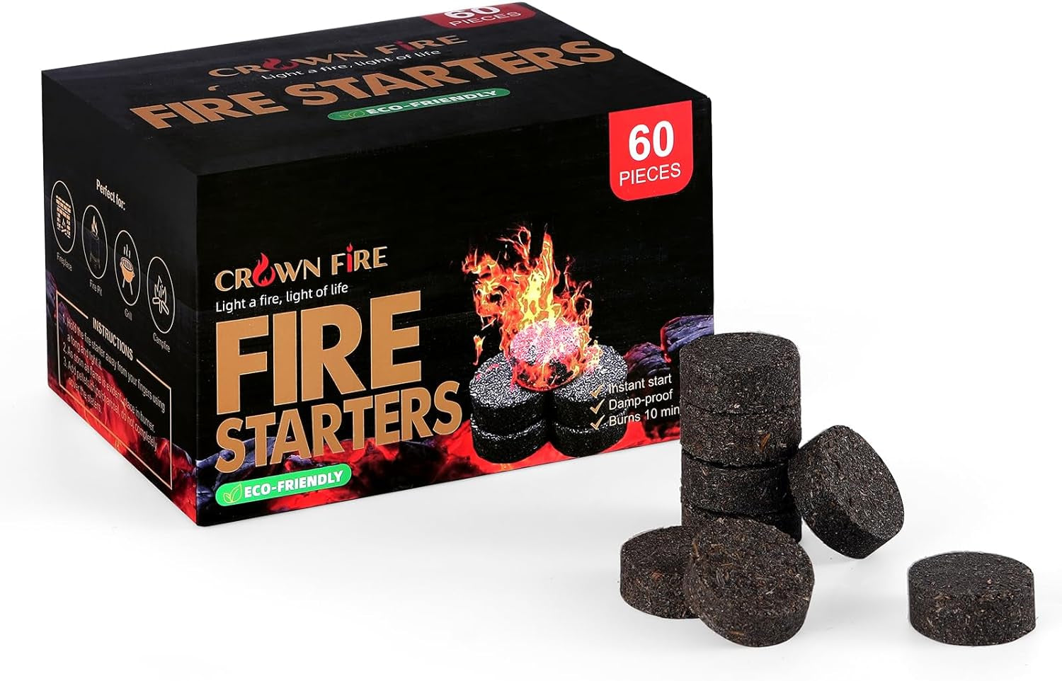 Fire Pit Starters for Solo Stove Mesa. 60 Count Fireplace Starter Great Accessories Tool for Grilling Camping Cooking Campfires and BBQ Light Fire Wood Charcoal and Sticks