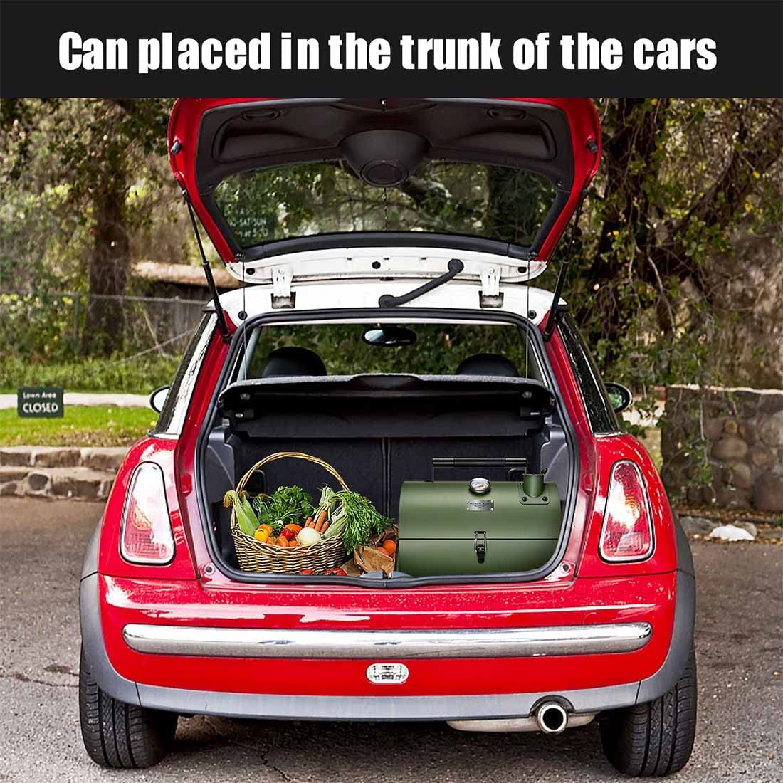 Adjustable Portable Charcoal Grill Multi-Functional Metal Small BBQ Smoker for Outdoor Hiking Picnic(Green) - Image 6