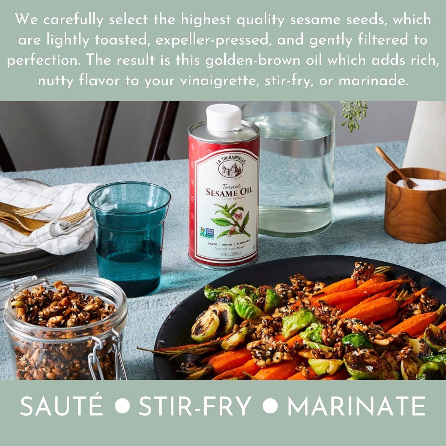 La Tourangelle. Toasted Sesame Oil. Great for Cooking. Add to Noodles. Stir-Fry. Vegetables. Vinaigrettes. and Marinades. 16.9 Fl Oz - Image 7