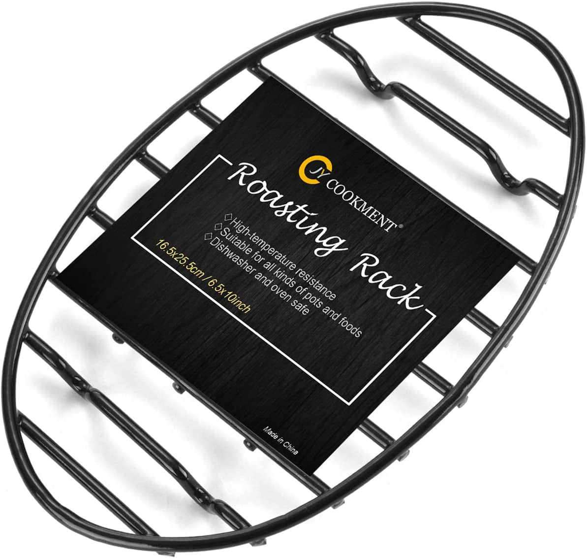 JY COOKMENT Roasting Rack with Integrated Feet. Cooling Drying Rack Kitchen Rack with Enameled Coating. PTFE Free. Great for Cooking. Roasting. Drying. Grilling. Dishwasher Safe (10Inch*6.5Inch)