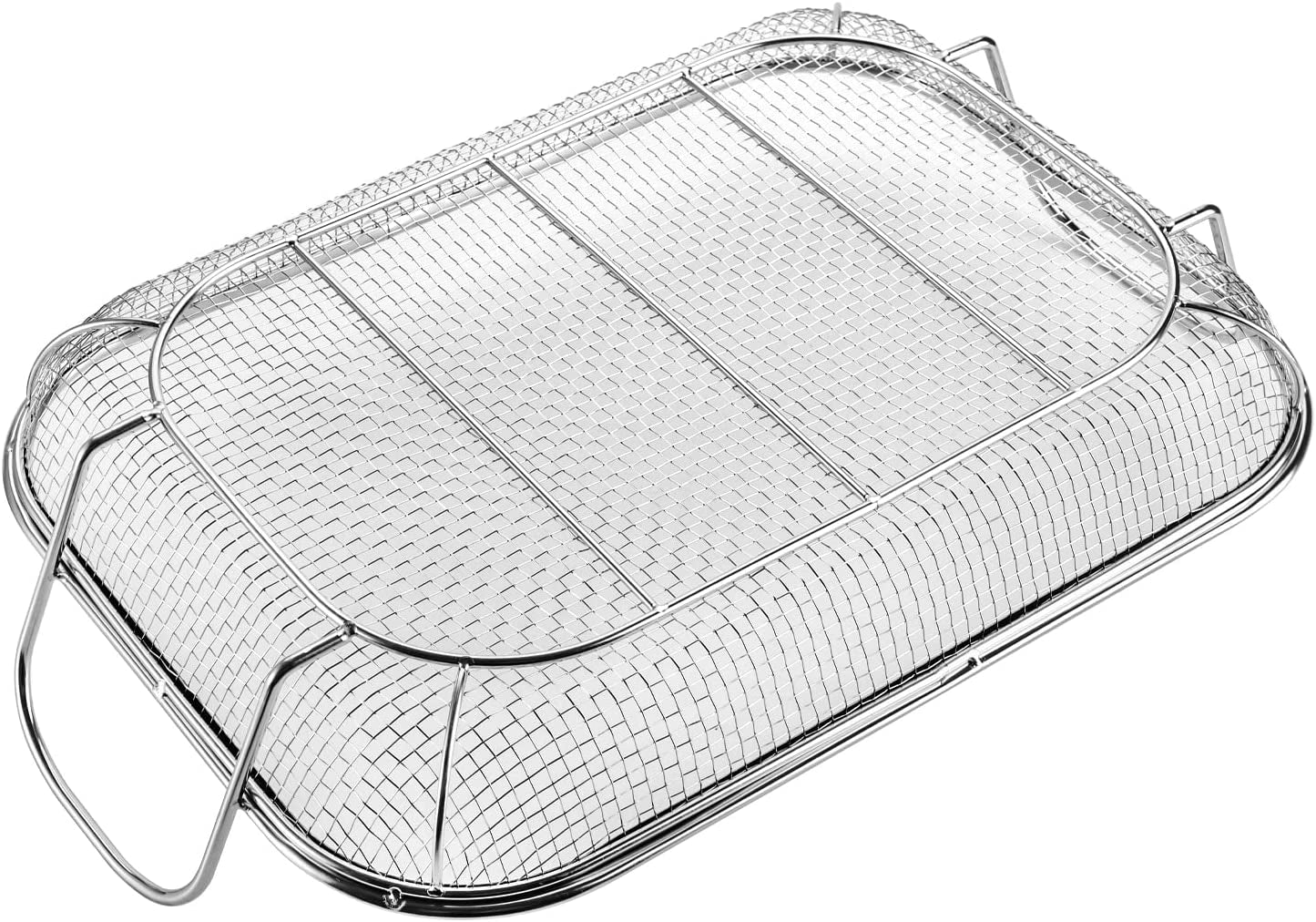 WUWEOT Grill Basket. Vegetable Barbecue Basket. 15 X 11 Stainless Steel Square Wire Mesh Grilling Basket Roasting Pan with Two Handles for Vegetables. Chicken. Meats and Fish - Image 6
