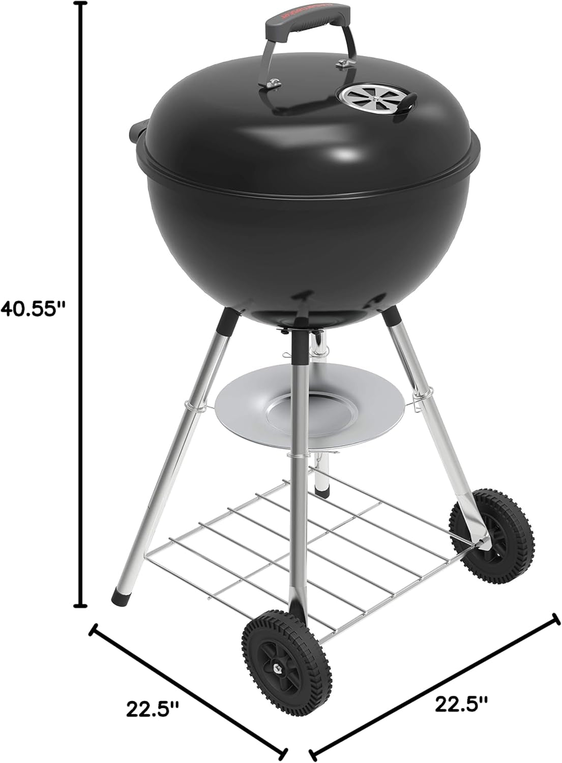 Premium Charcoal Grill. 18 Heavy Duty Charcoal Kettle Grill. Outdoor Cooking. Camping Patio. Backyard. Tailgating. Black - Image 9