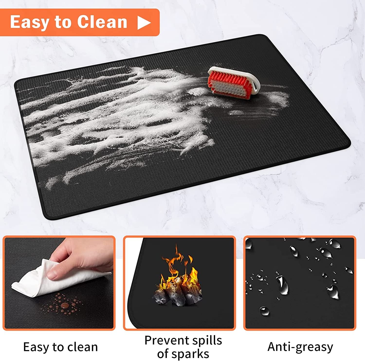 48 * 30 under Grill Mats for Outdoor Grill Deck Protector. Double-Sided Fireproof Deck and Patio Protective Mat. BBQ Mat for under BBQ. Oil-Proof Mat for Gas Grills. Waterproof Grill Floor Pads - Image 6