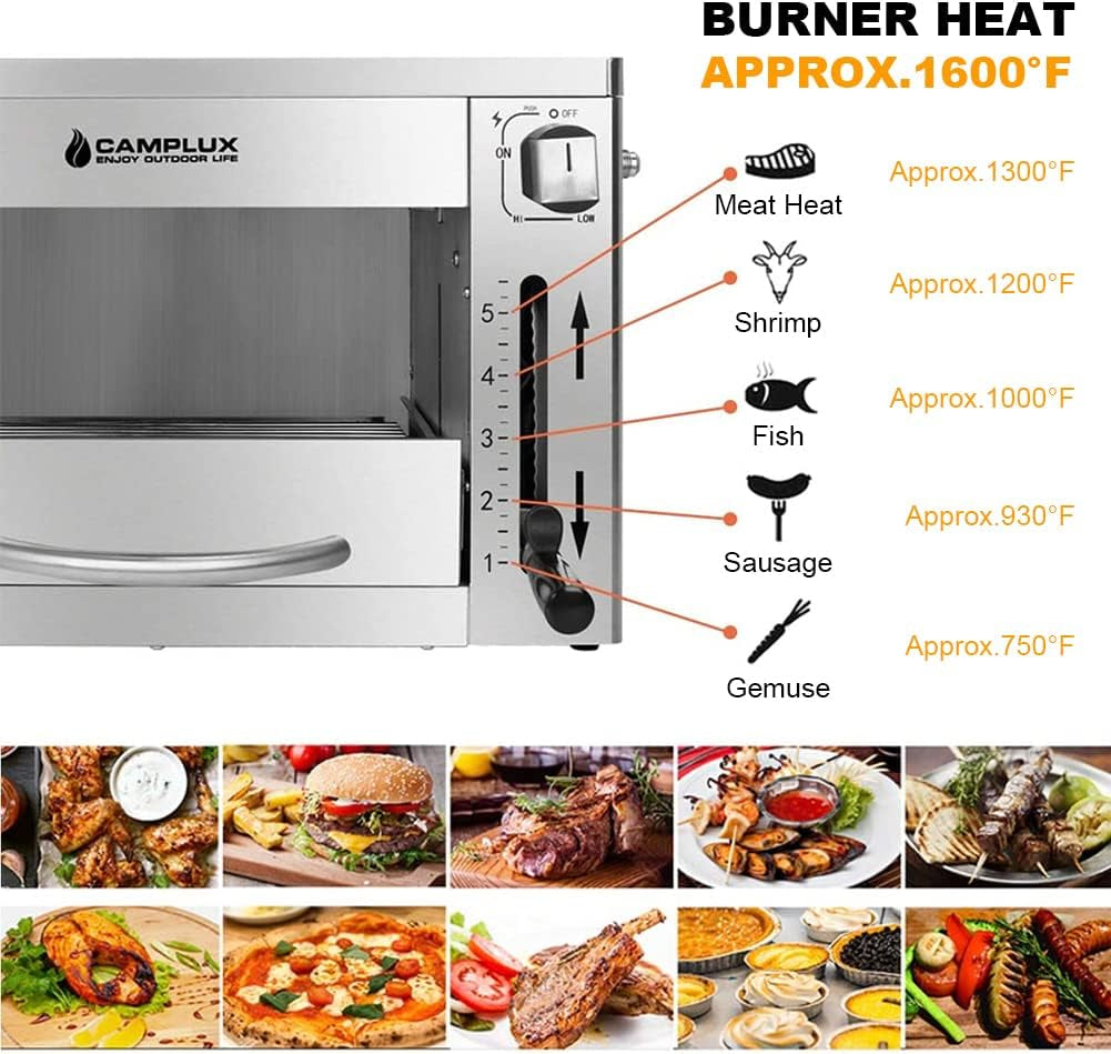 Propane Infrared Steak Grill. 1600℉ Fast Efficient Heating Outdoor Portable Gas Grill with Vertical Cooking. Stainless Steel Single Burner Propane Gas Grill. Perfect for Steak. Ribeyes. Picnic. BBQ - Image 3