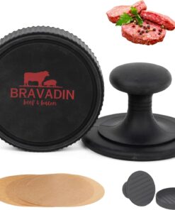 Burger Patty Maker W/100 Unbleached Patty Papers - Hamburger Press Patty Maker for 4.5-6 Hamburger Patties - Non Stick Silicone Burger Press Patty Maker - Dishwasher Safe Hamburger Patty Maker